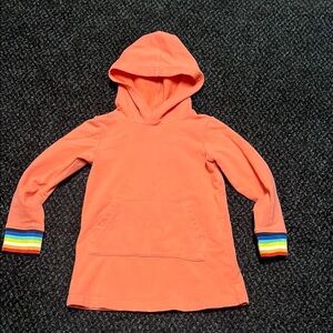 Kids' Primary coral Hoodie with Rainbow Cuffs